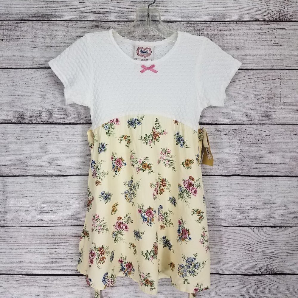 NEW Vintage SWAT Kids Girls Size 8 Short sleeves Dress Tie back Casual Summer